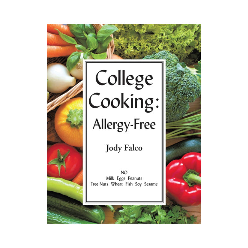 A book titled "College Cooking: Allergy-Free" by Jody Falco